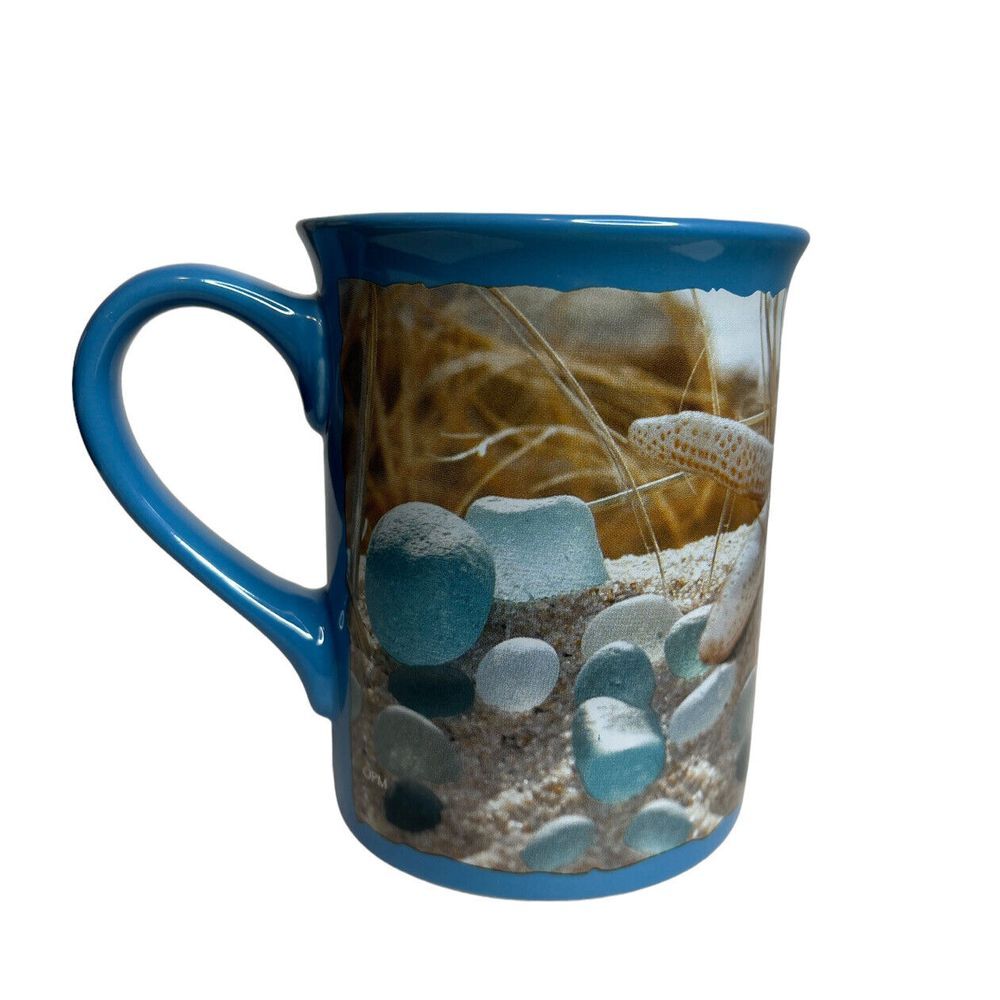 Sea Beach Glass Starfish Blue Coffee Cup‎ Mug Authentic Souvenirs Yarmouth Maine